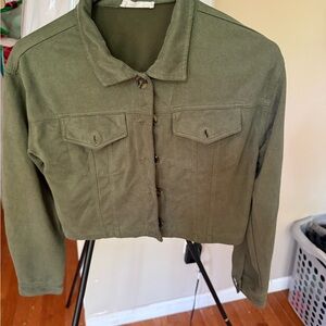Olive Green girls Cropped Jacket